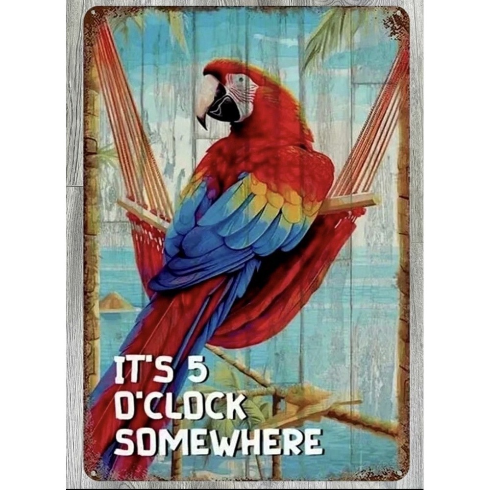 It's 5 O'Clock Somewhere 8 x 12 Novelty Metal Sign Jimmy Buffett Bar decor
